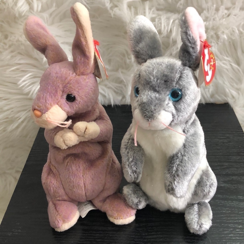Ty Beanie Baby * Hopper & Springy  the Bunny Easter bunny Rabbits 2000